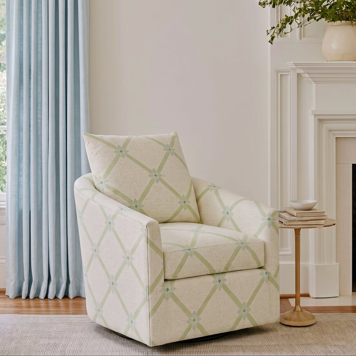 The Grace Chair in Mint To Be Floral Lattice - Lemon Park
