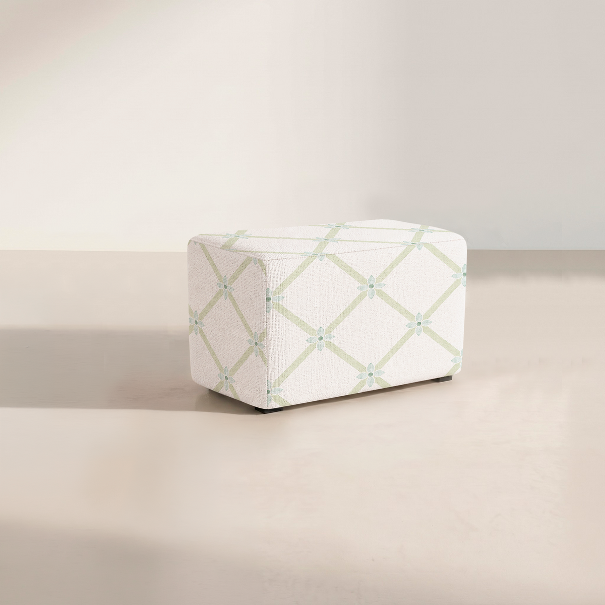 The Josephine Ottoman in Mint To Be Floral Lattice