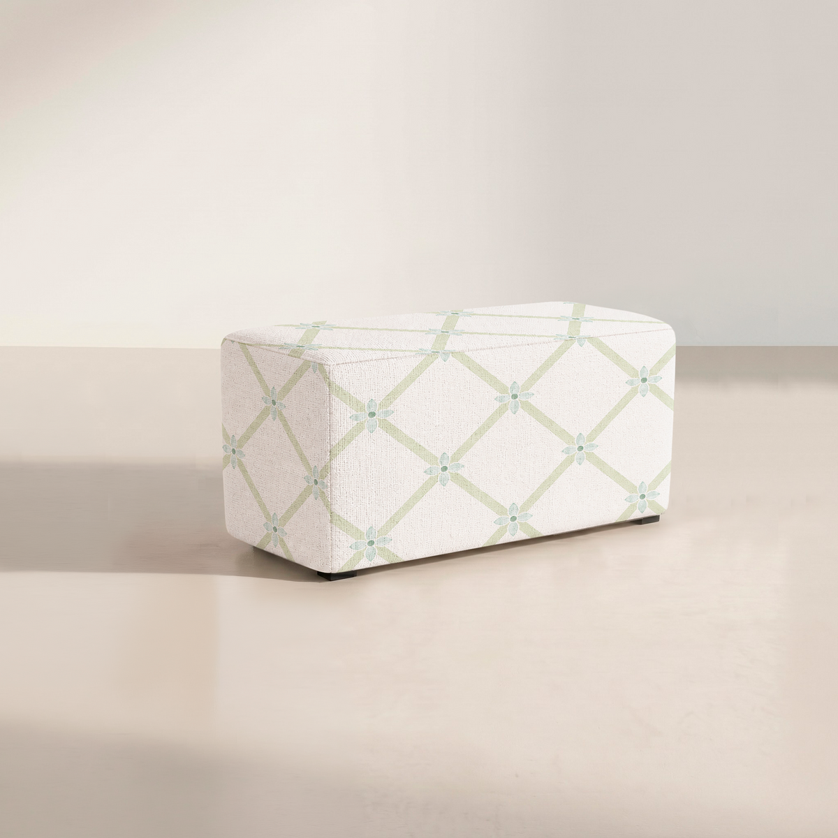 The Josephine Ottoman in Mint To Be Floral Lattice