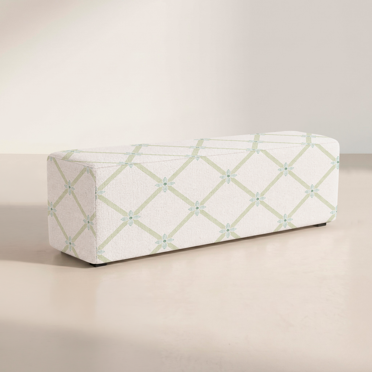 The Josephine Ottoman in Mint To Be Floral Lattice