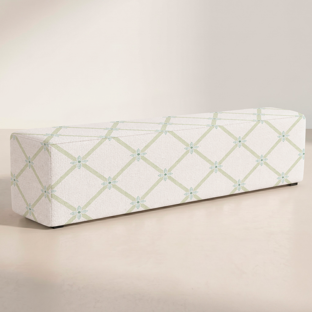 The Josephine Ottoman in Mint To Be Floral Lattice