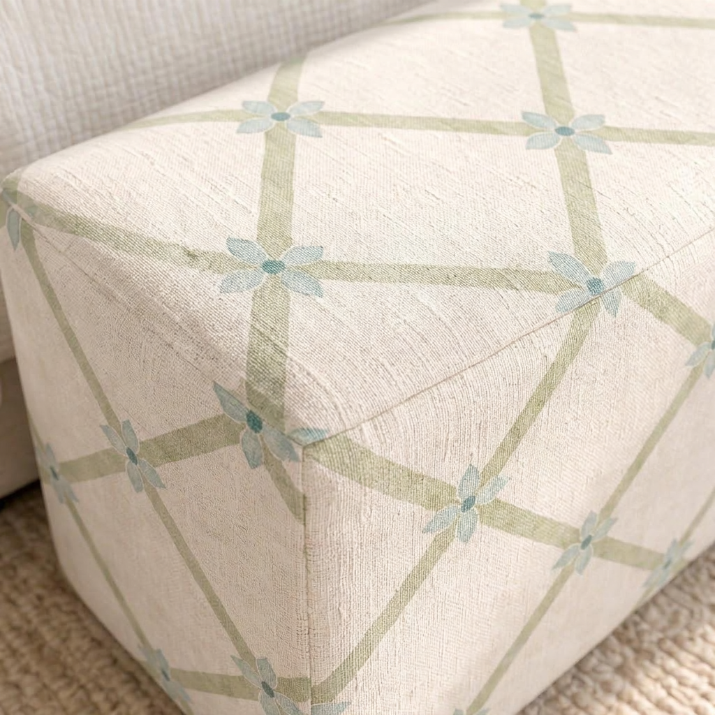 The Josephine Ottoman in Mint To Be Floral Lattice