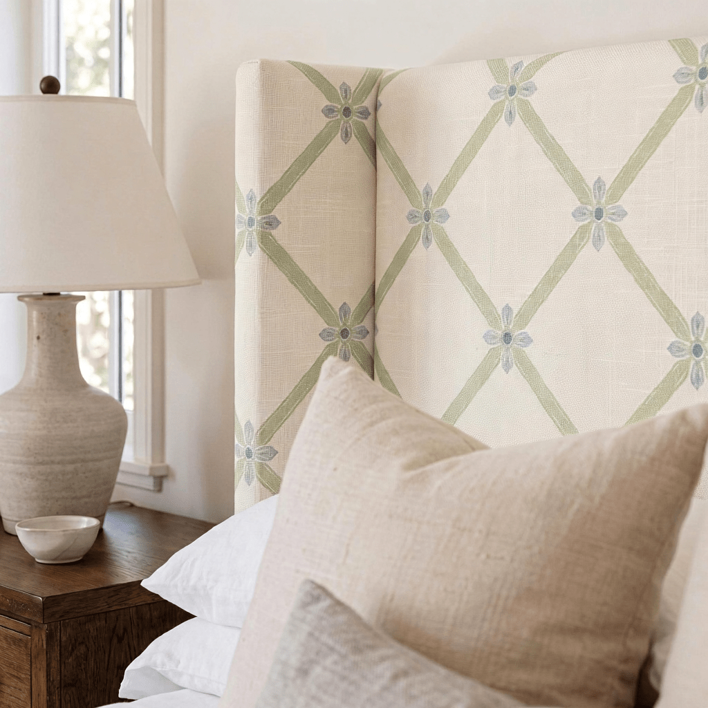 The Selene Bed in Mint To Be Floral Lattice