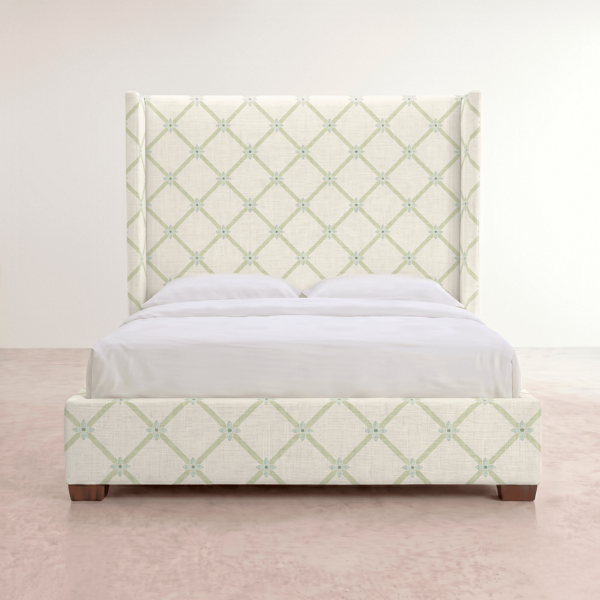 The Selene Bed in Mint To Be Floral Lattice - Lemon Park