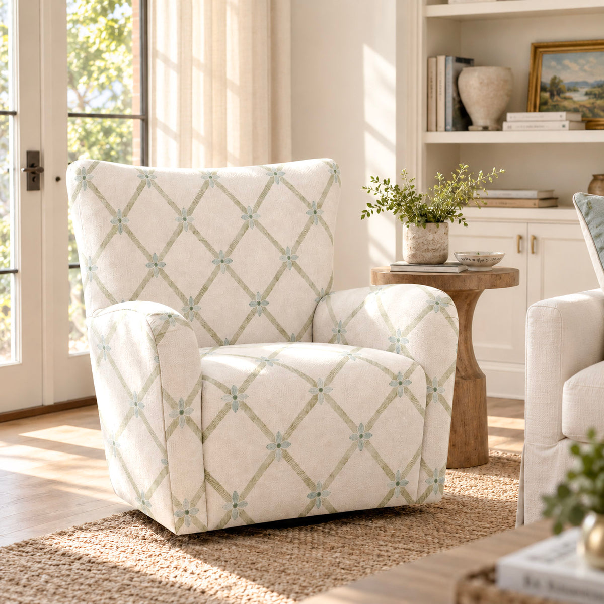 The Winston Chair in Mint To Be Floral Lattice