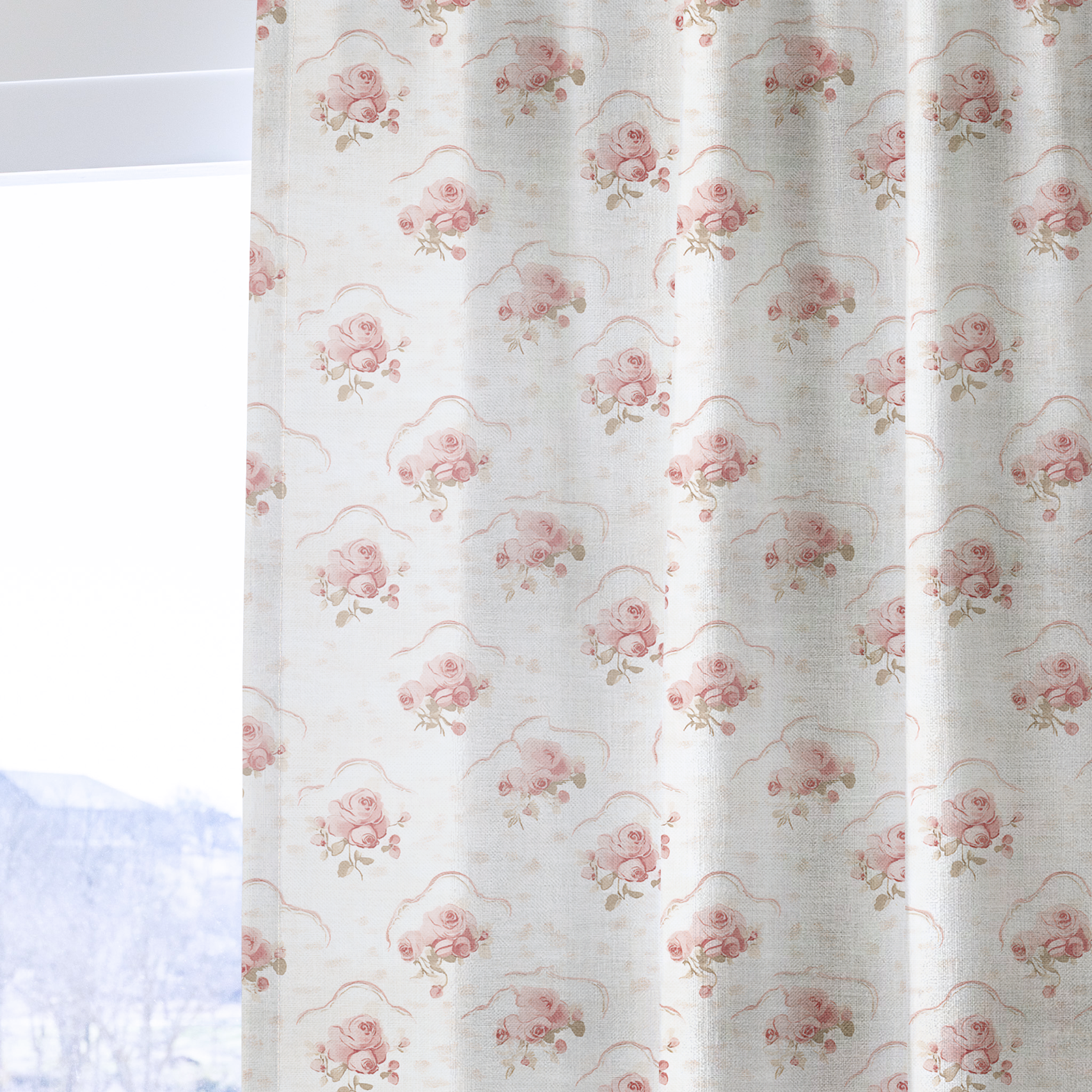 Floral Cameo - Drapery — one panel