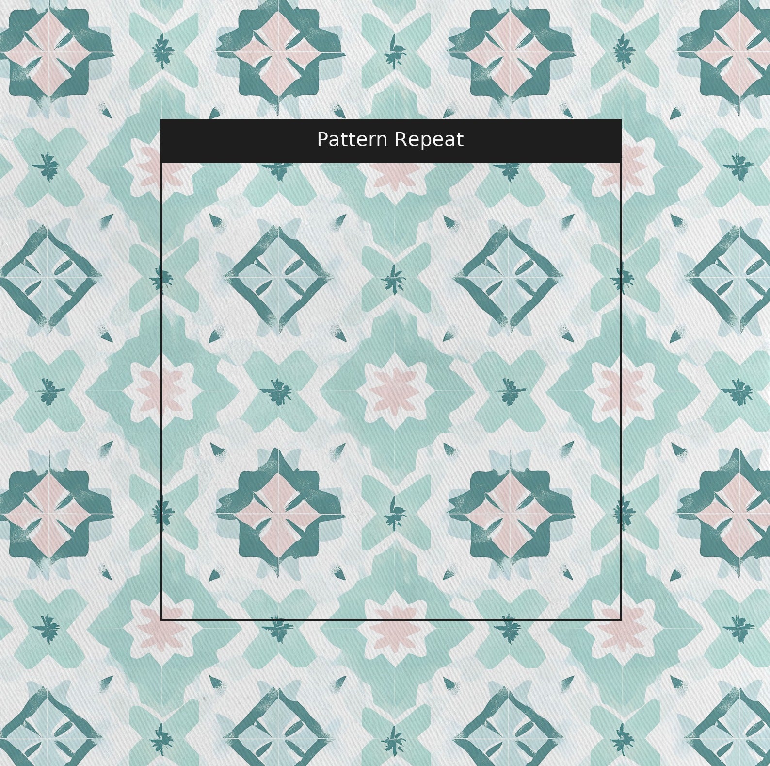 Seaside Mosaic Fabric by the Yard — pattern repeat