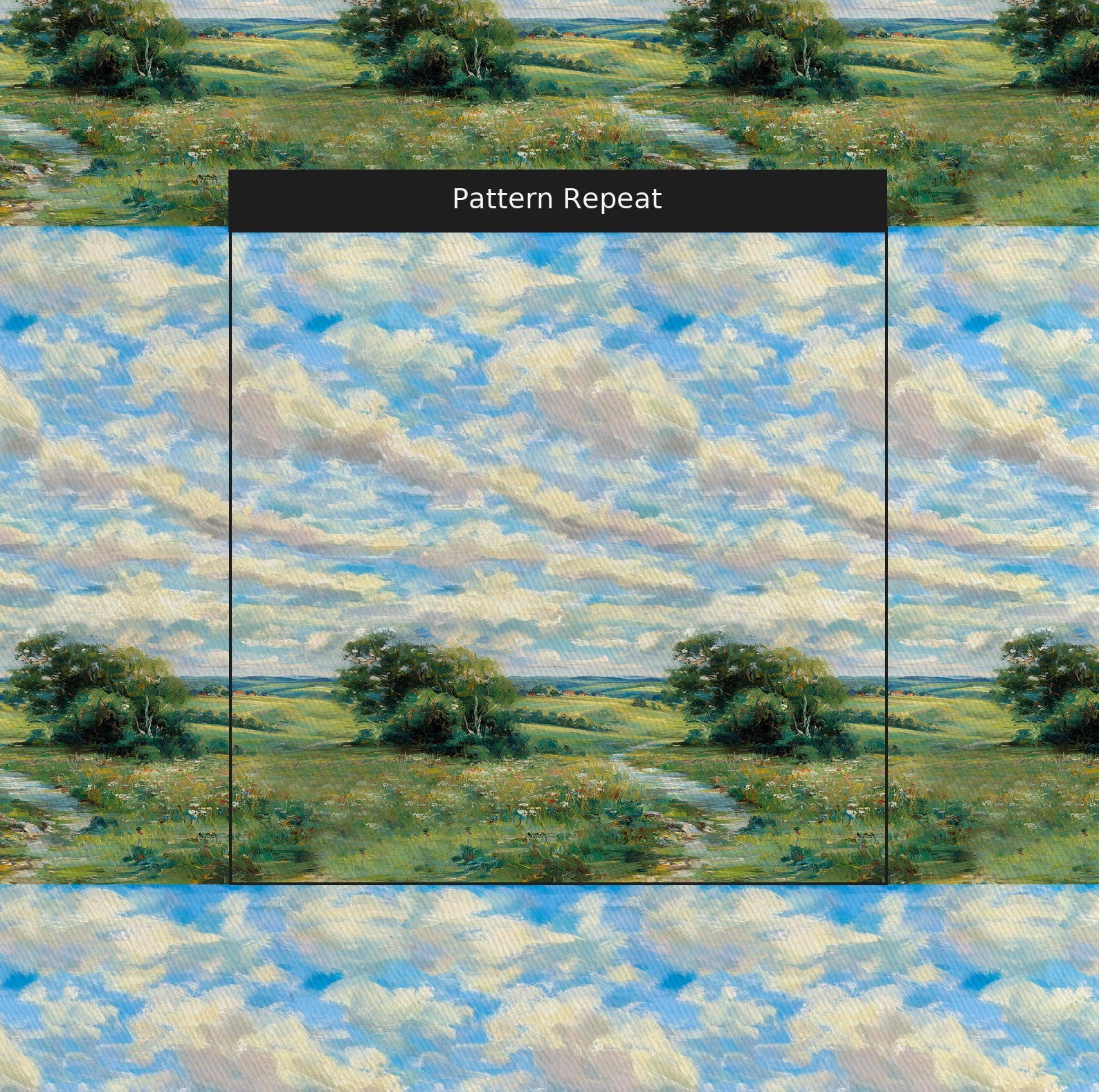 Winding Path Fabric by the Yard — pattern repeat