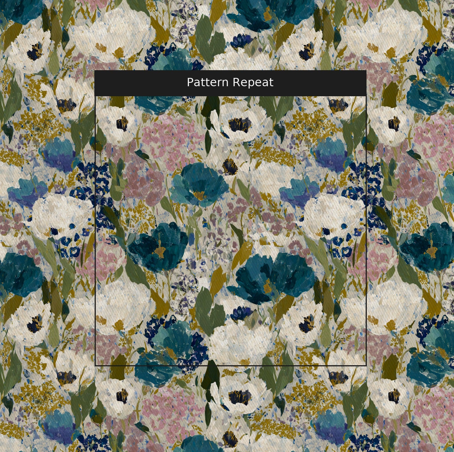 Garden in Motion Fabric by the Yard — pattern repeat