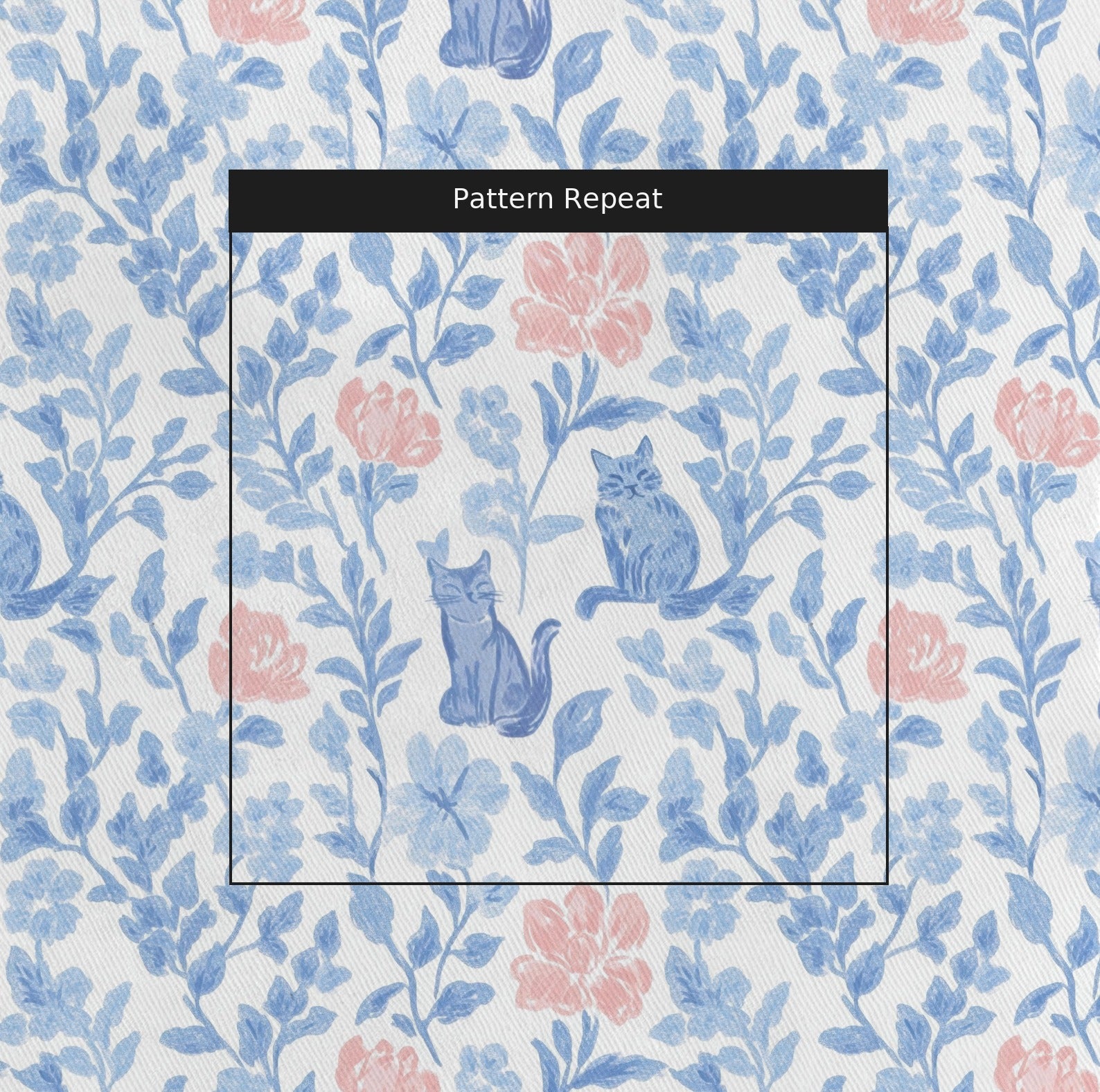 Mod Meow Fabric by the Yard — pattern repeat