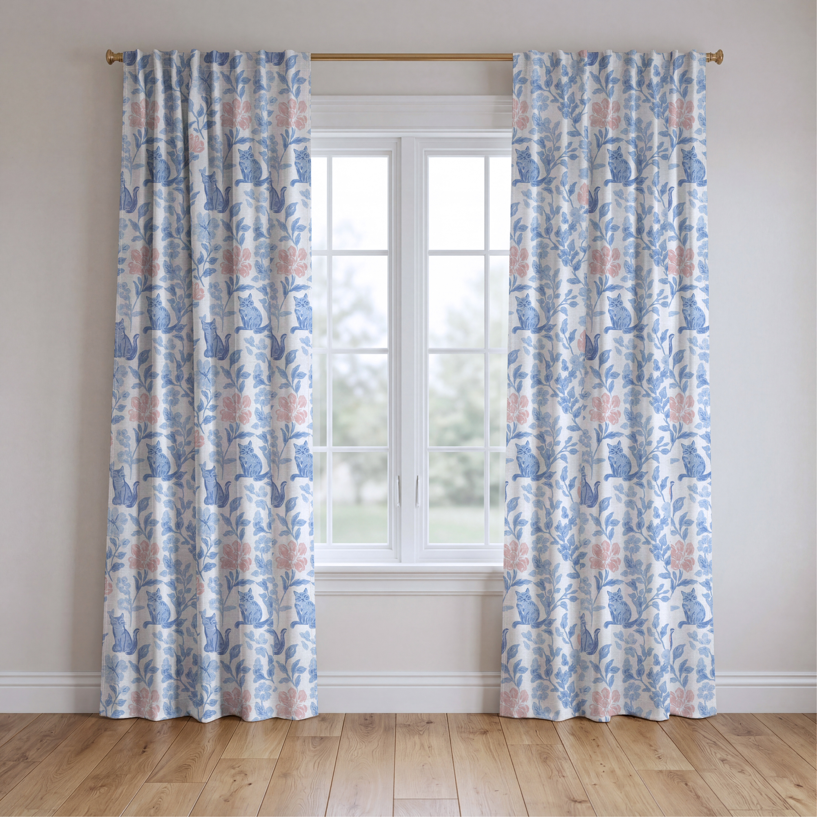 Mod Meow - Drapery — two panels
