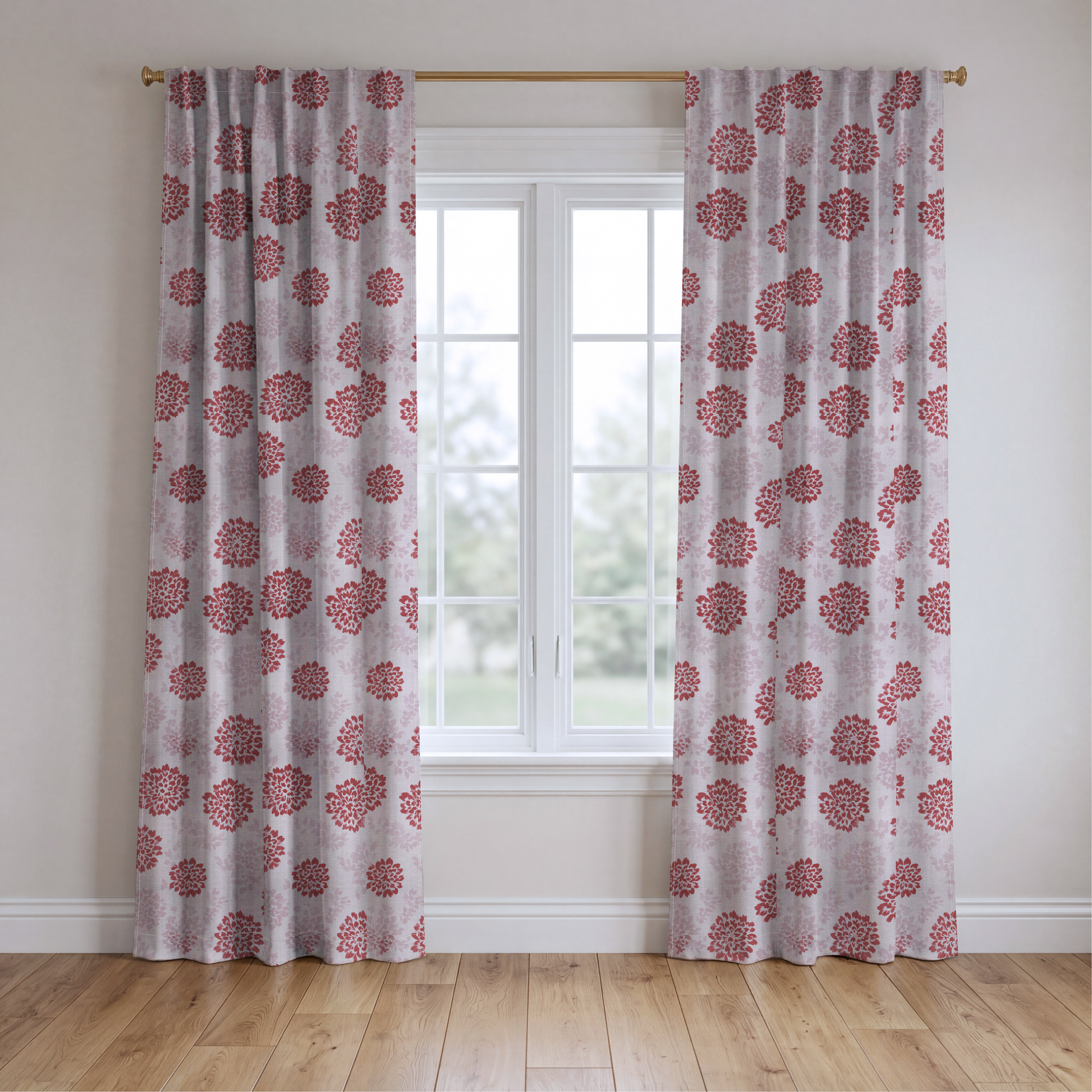 Winter Berry Poinsettia - Drapery — two panels