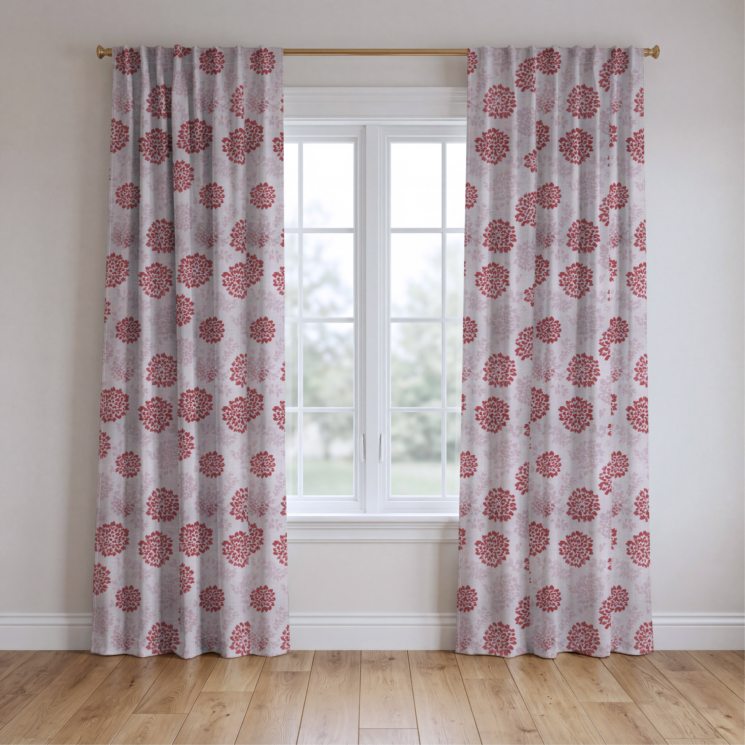 Winter Berry Poinsettia - Drapery — two panels