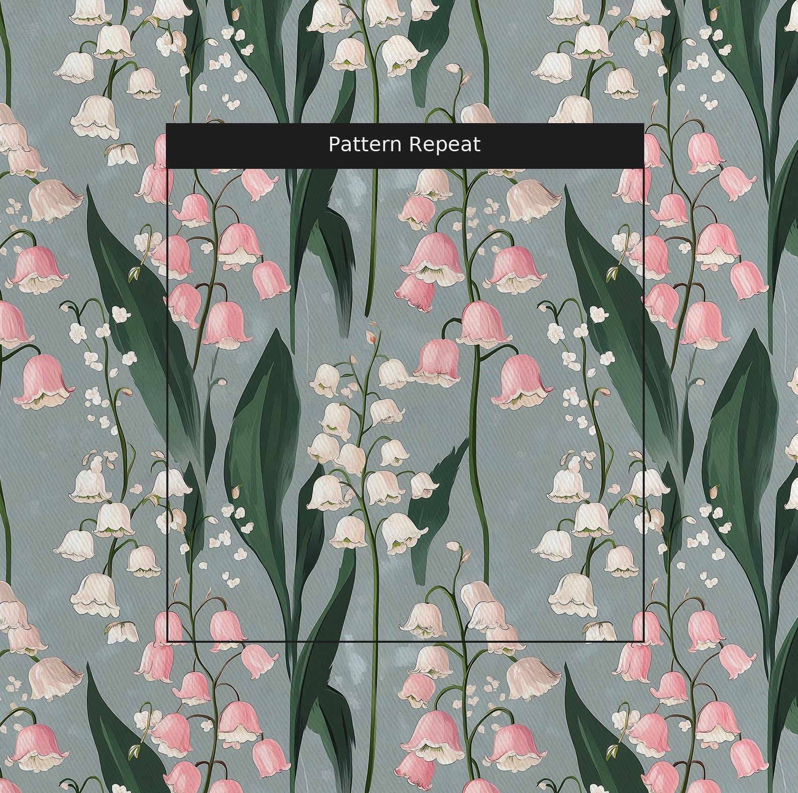 Misty Lilies Fabric by the Yard — pattern repeat