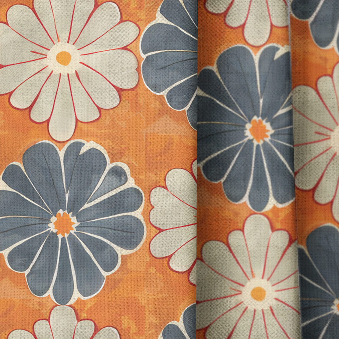 Autumn Zinnia - Drapery — close up