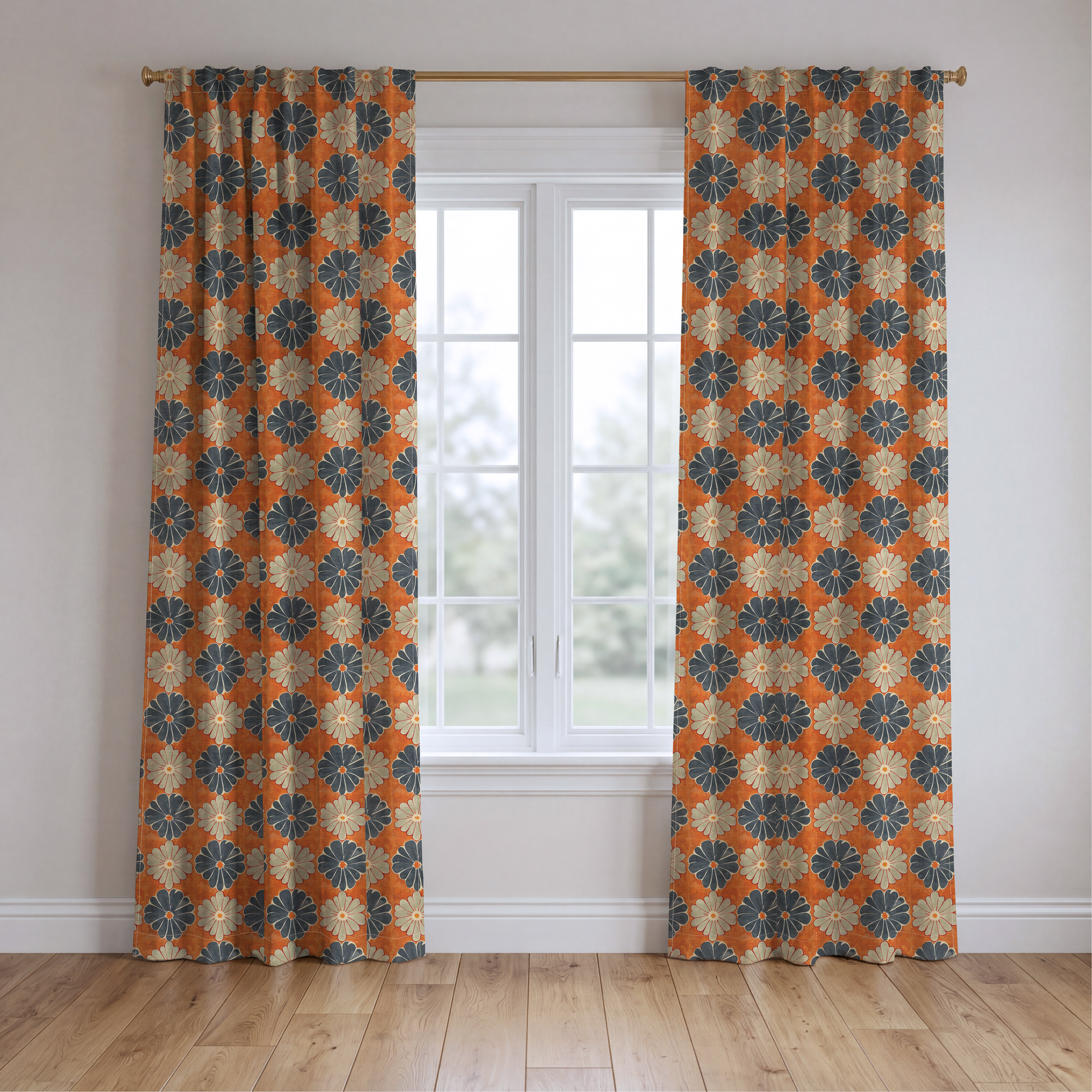 Autumn Zinnia - Drapery — two panels