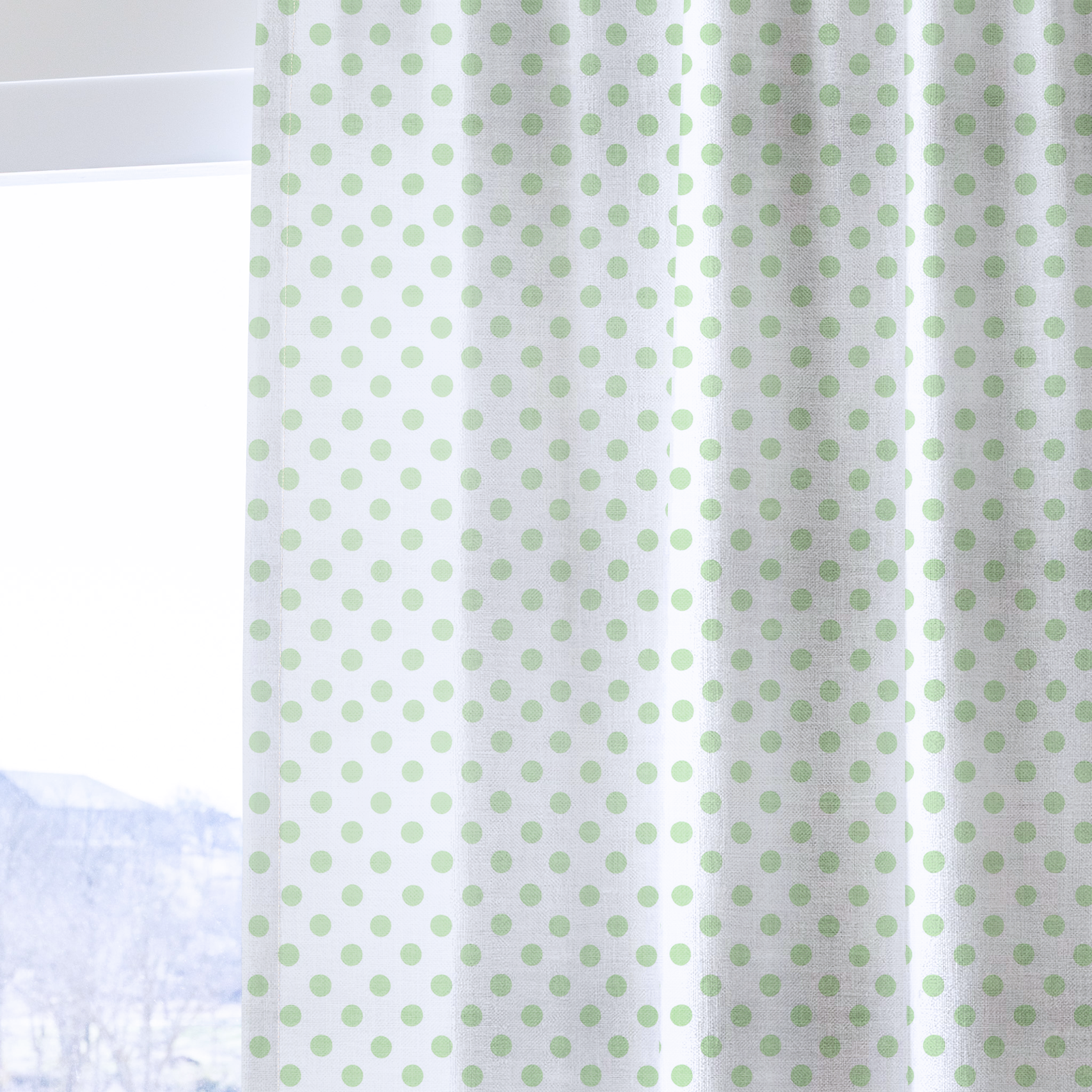 Classic Green Dots - Drapery — one panel
