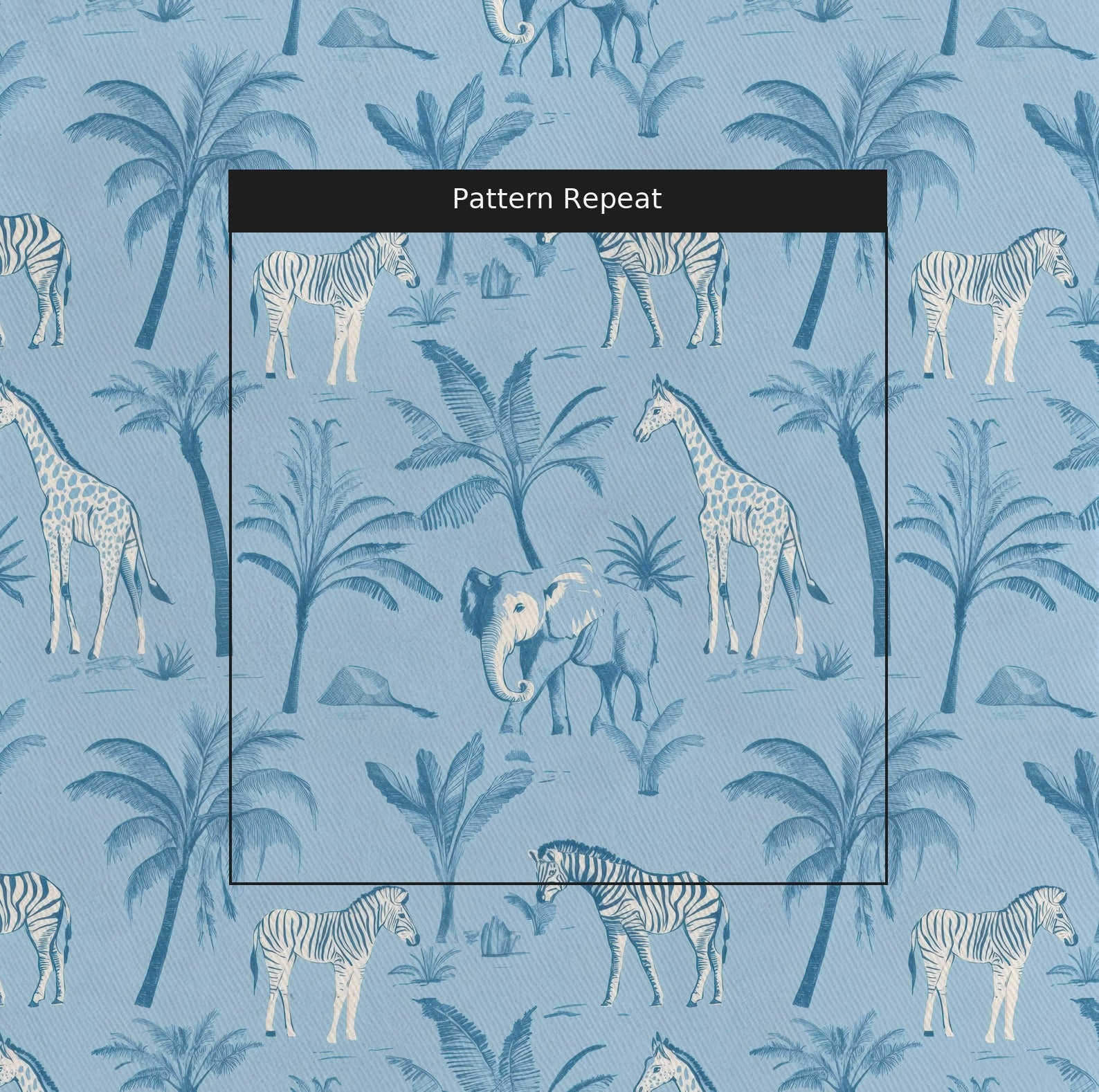 Vintage Safari Fabric by the Yard — pattern repeat