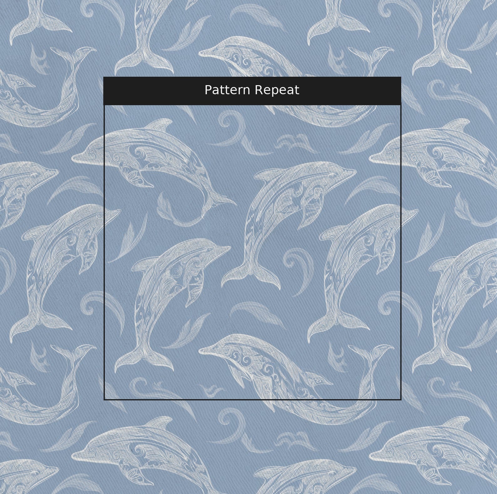 Swim With Dolphins Fabric by the Yard — pattern repeat