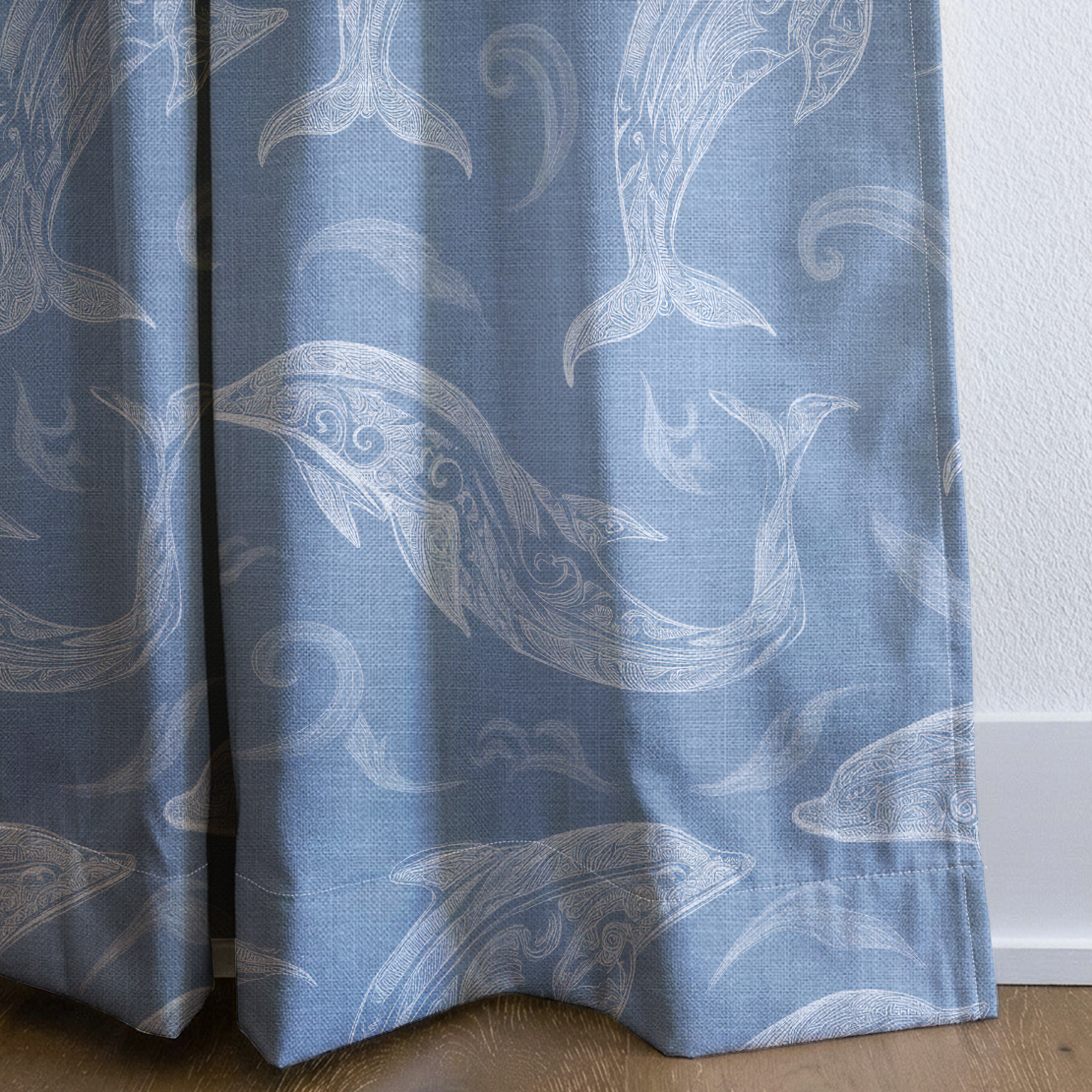 Swim With Dolphins - Drapery — corner closeup
