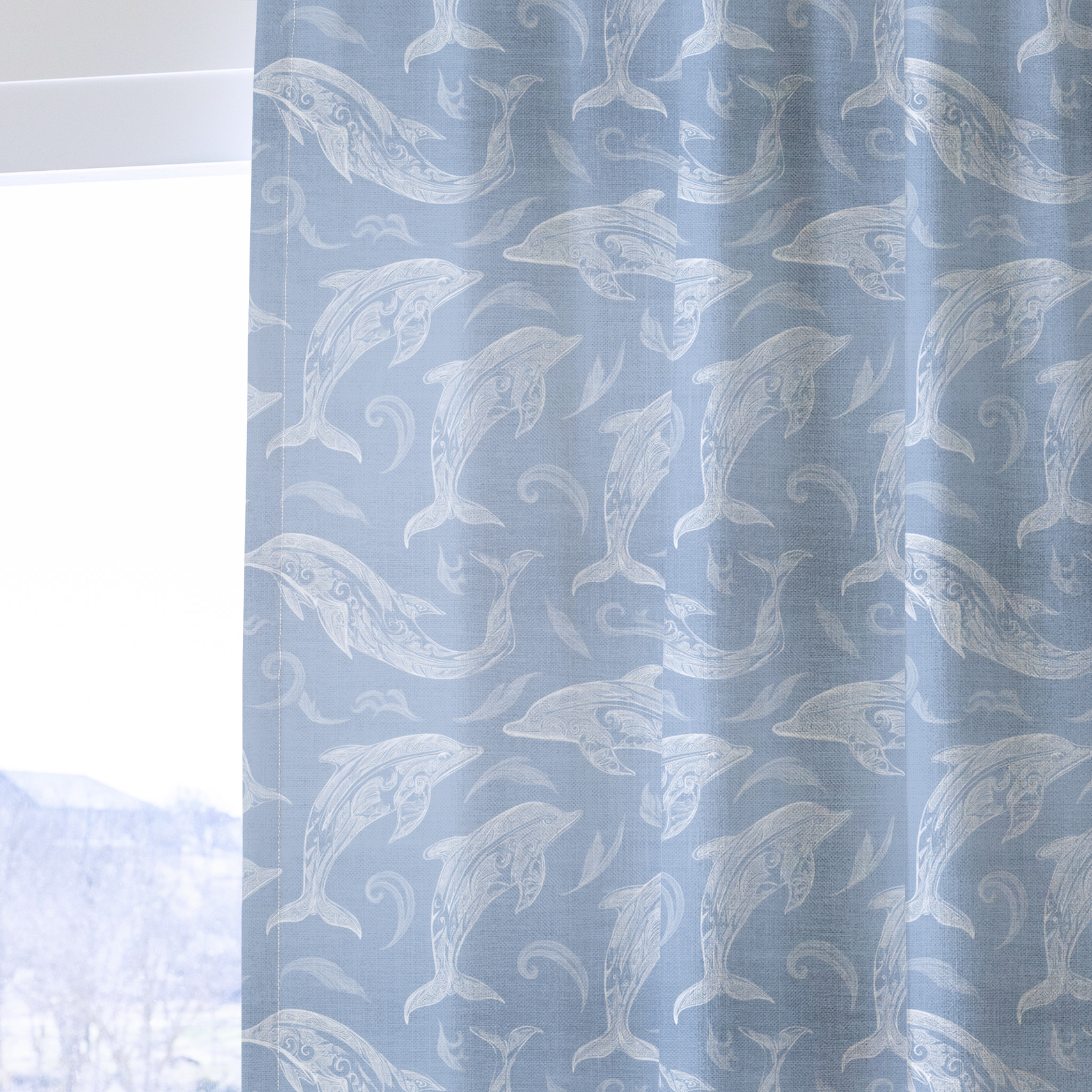 Swim With Dolphins - Drapery — one panel