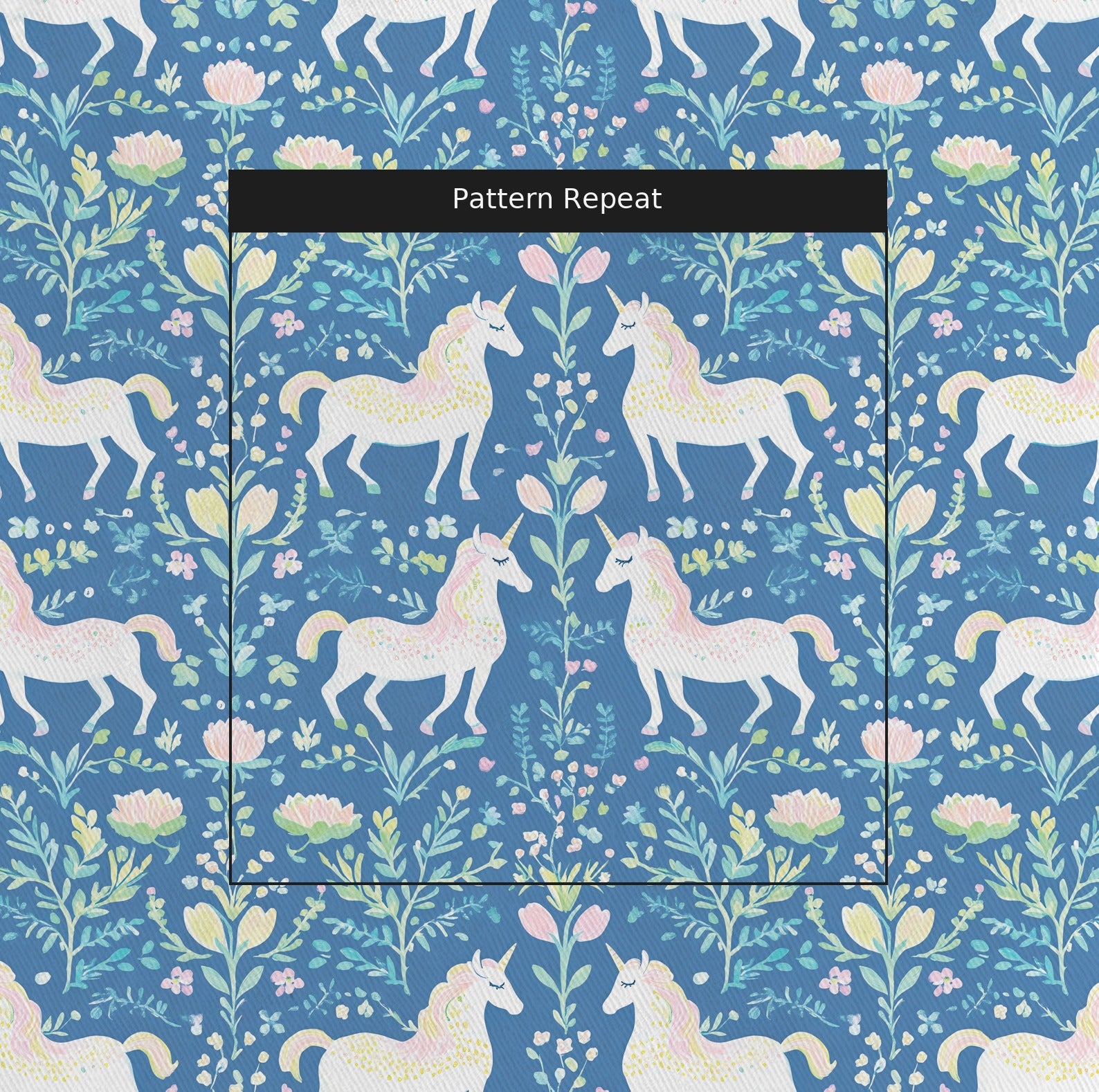 Unicorn Meadows Fabric by the Yard — pattern repeat