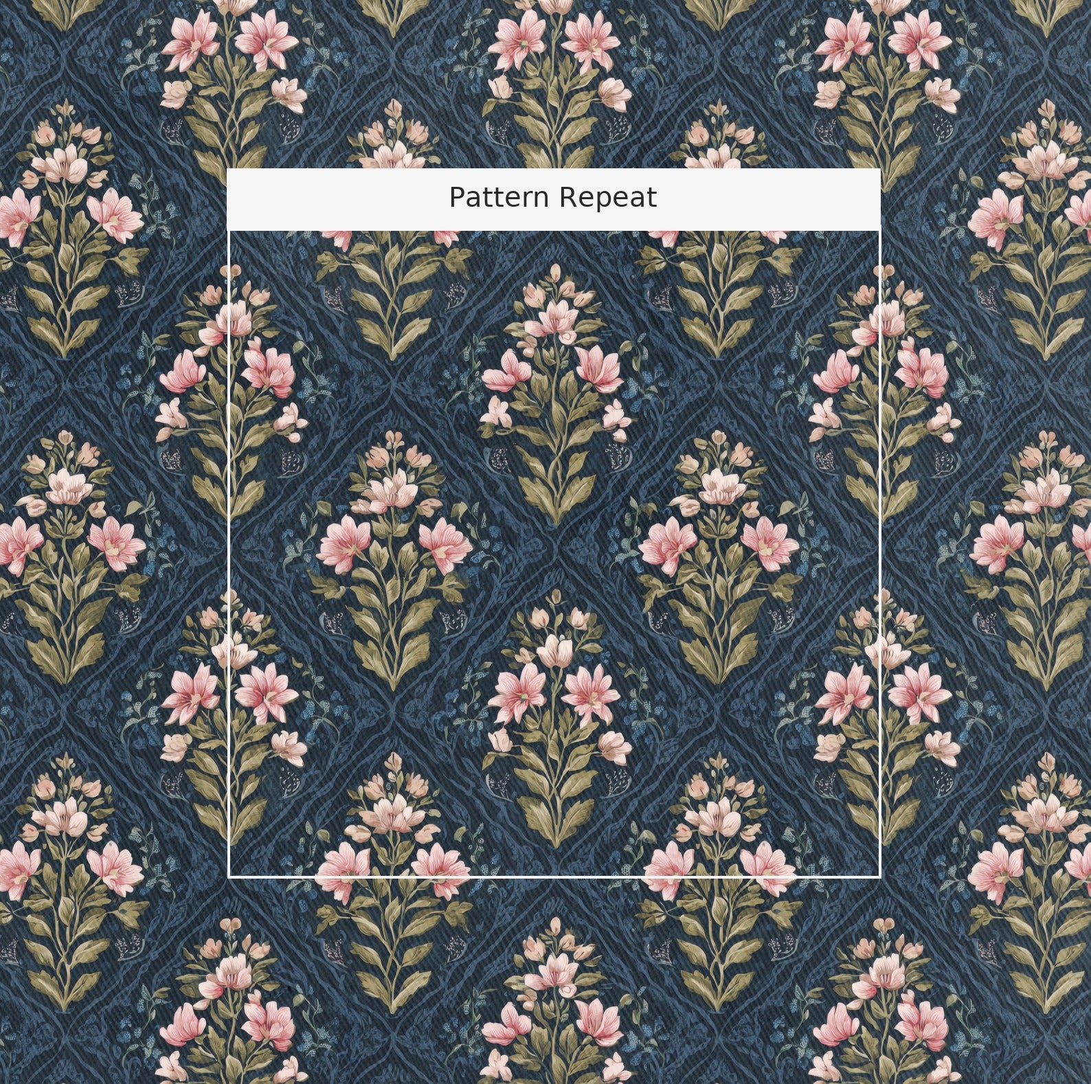 Dahlia Court Fabric by the Yard — pattern repeat