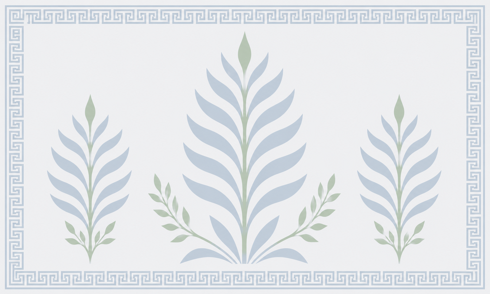 Palm Promenade Coastal Blue Greek Key - Tapestry