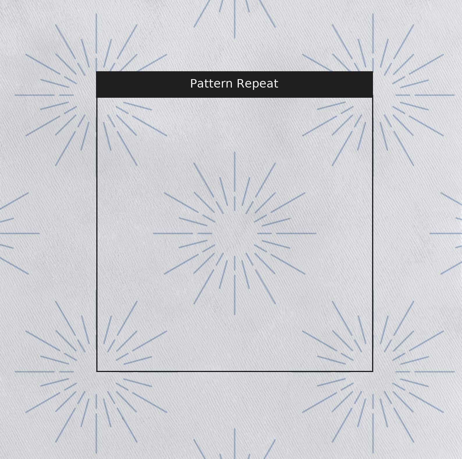 Sunburst on Blue Fabric by the Yard — pattern repeat