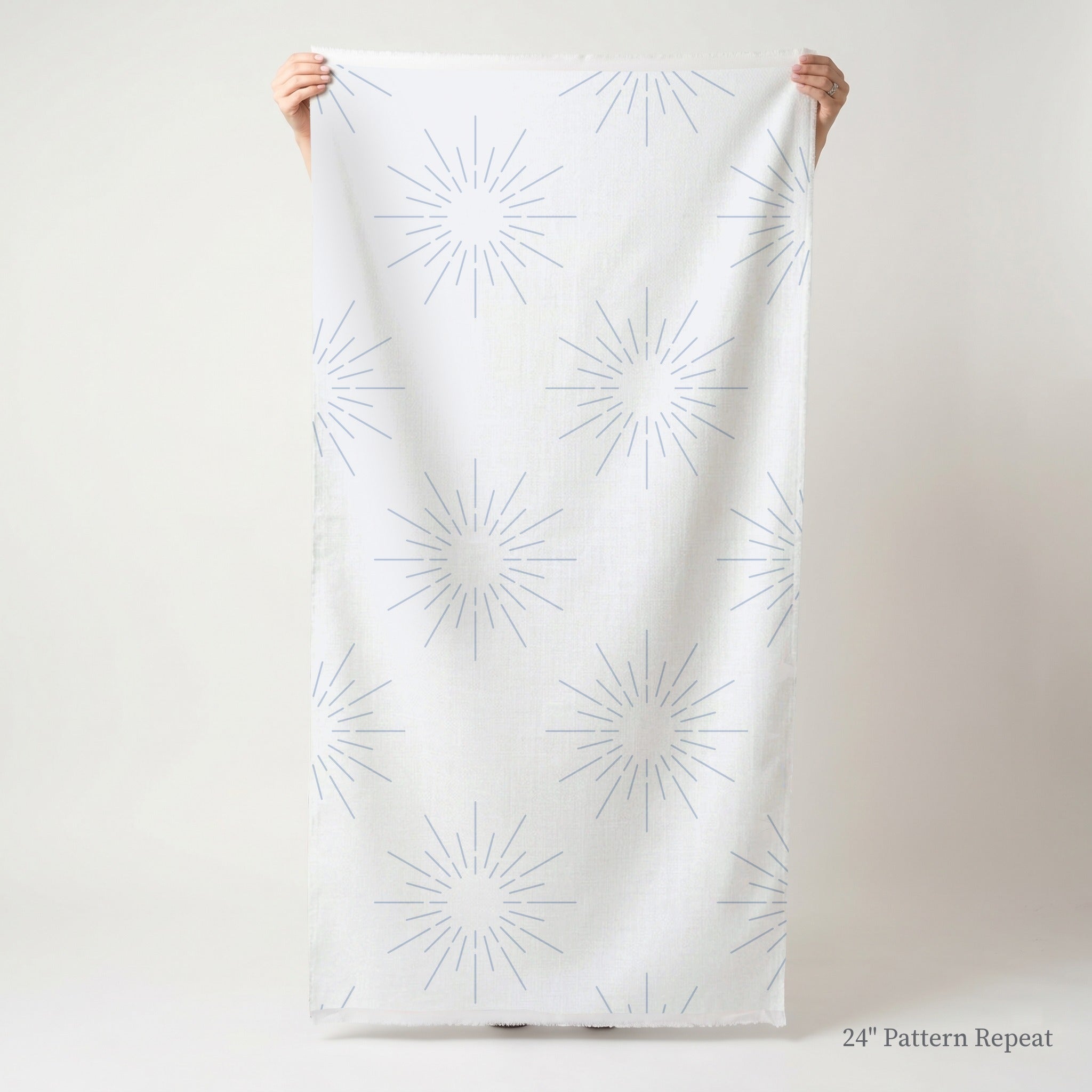 Sunburst on Blue Fabric by the Yard