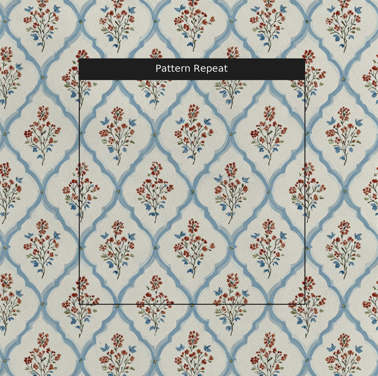 Chambray Tiles Fabric by the Yard — pattern repeat