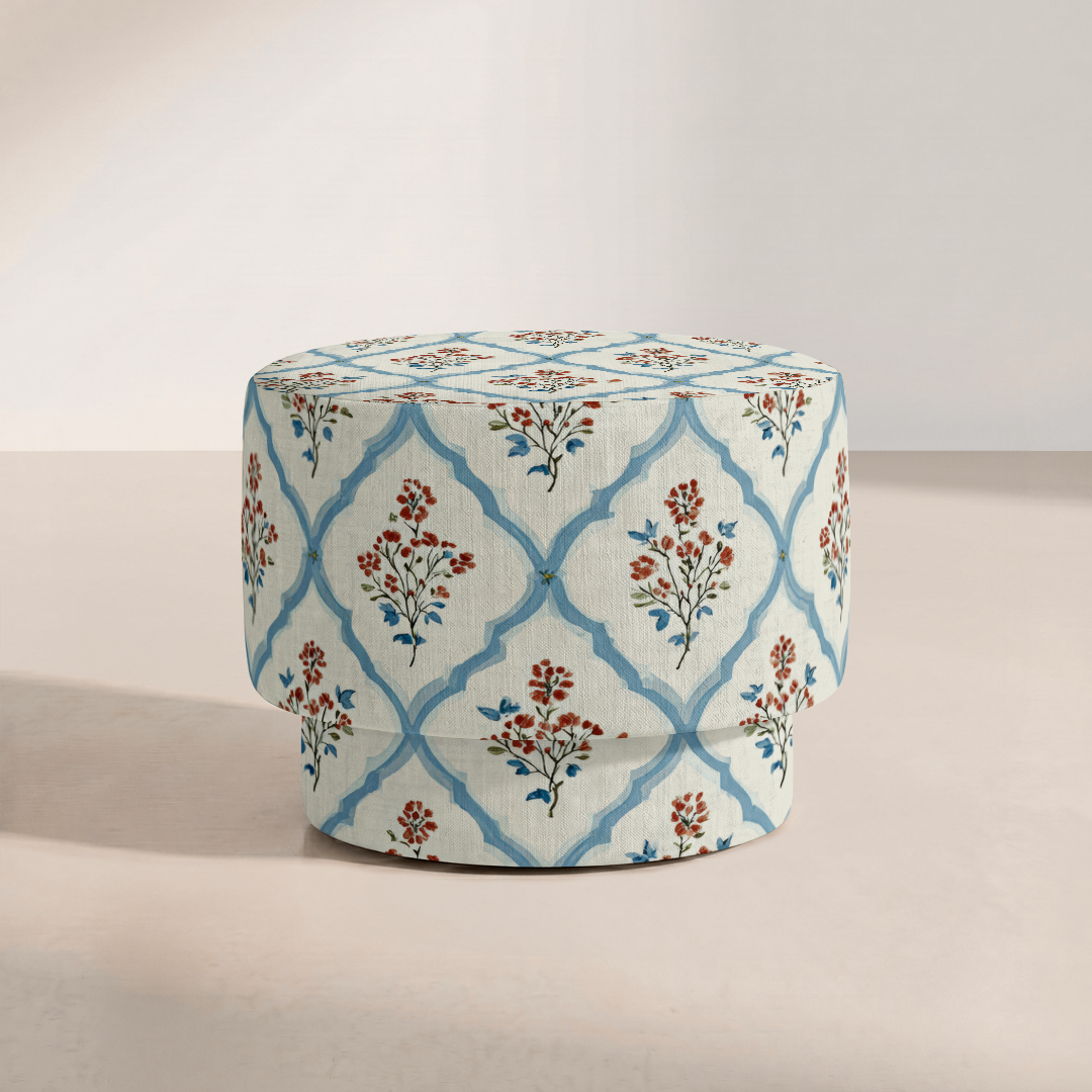 The Adelaide Ottoman in Chambray Tiles
