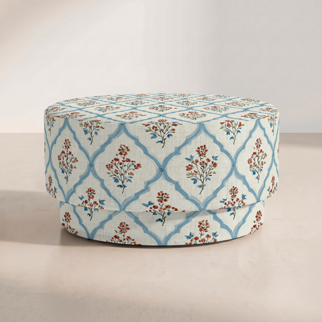 The Adelaide Ottoman in Chambray Tiles