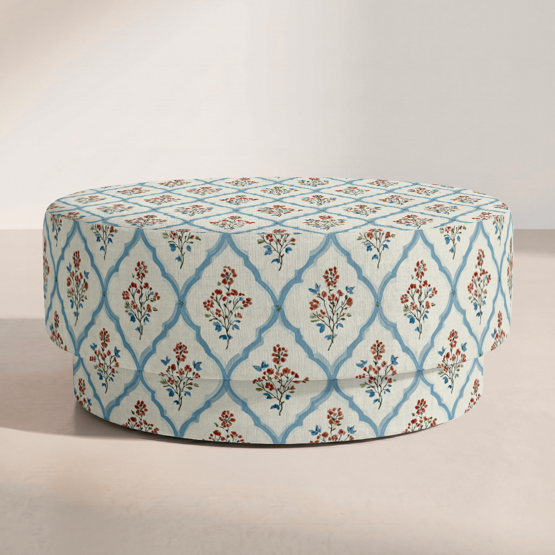 The Adelaide Ottoman in Chambray Tiles