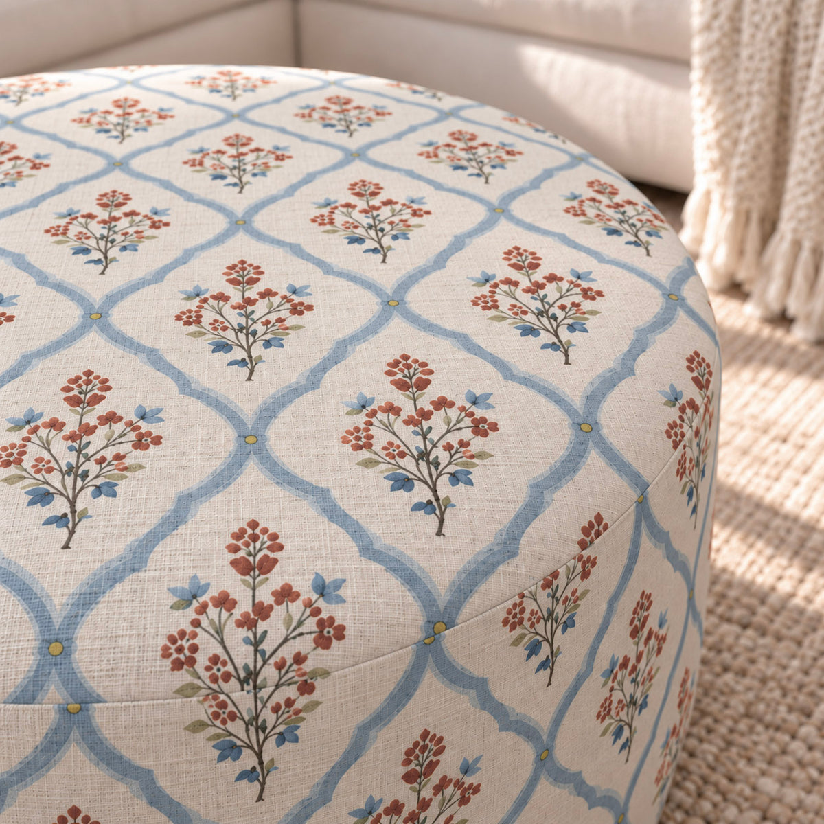 The Adelaide Ottoman in Chambray Tiles