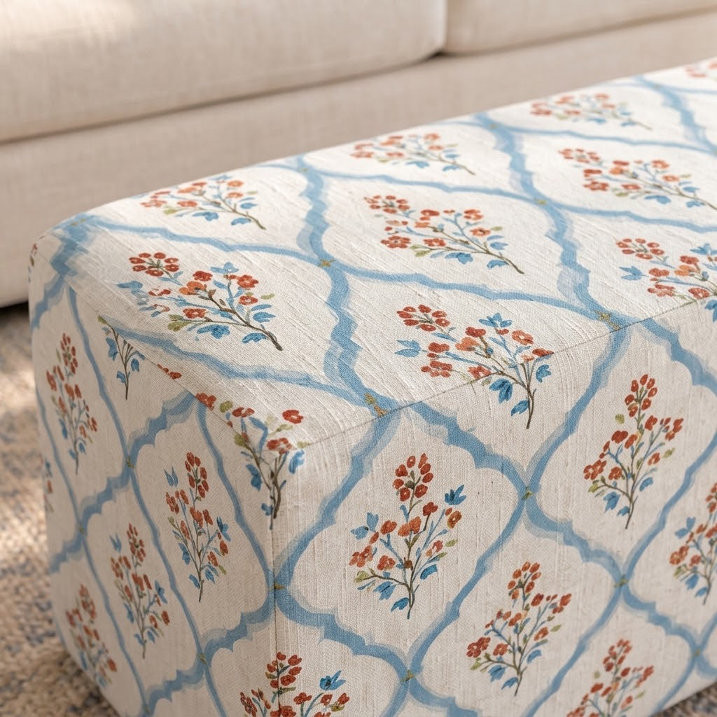 The Josephine Ottoman in Chambray Tiles