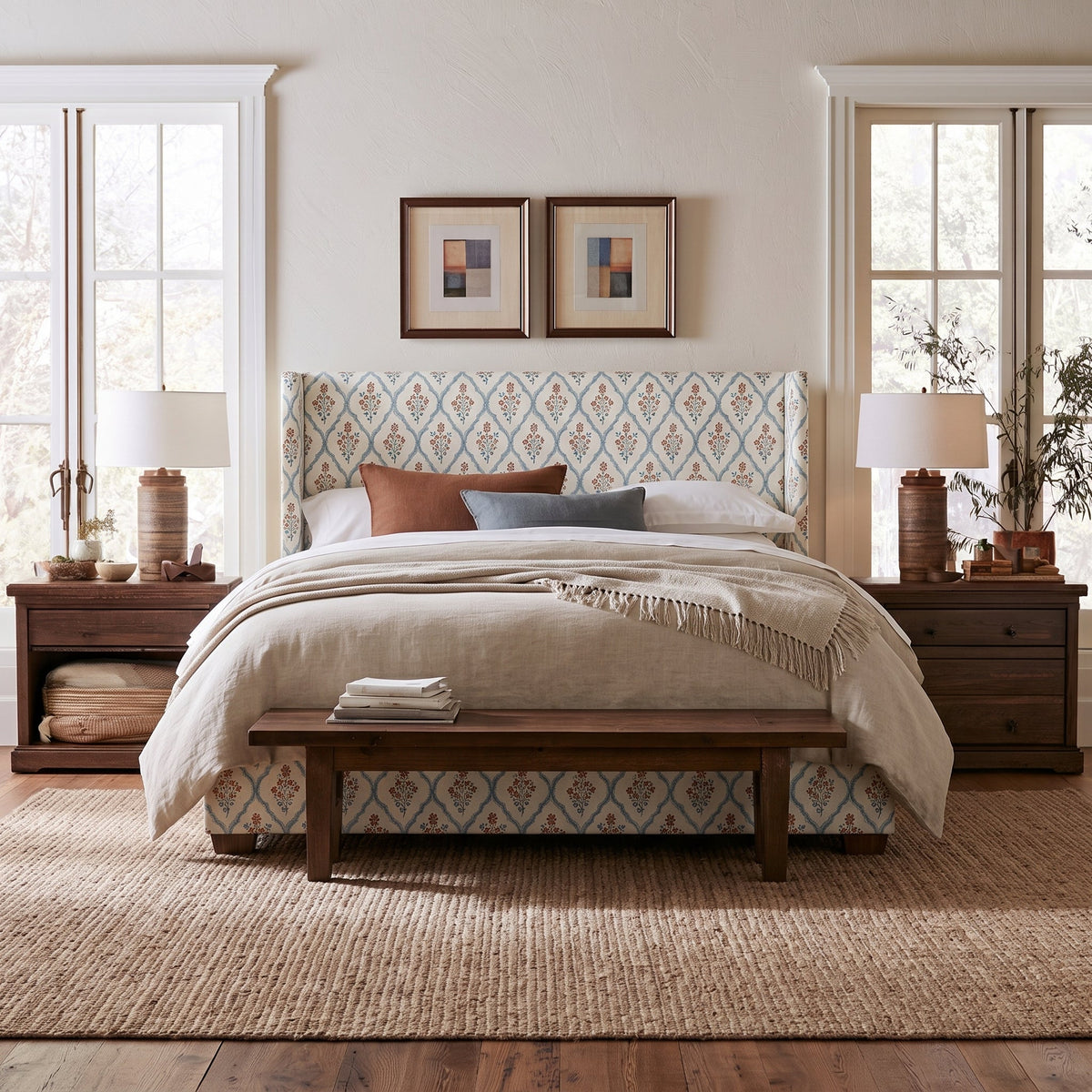 The Selene Bed in Chambray Tiles