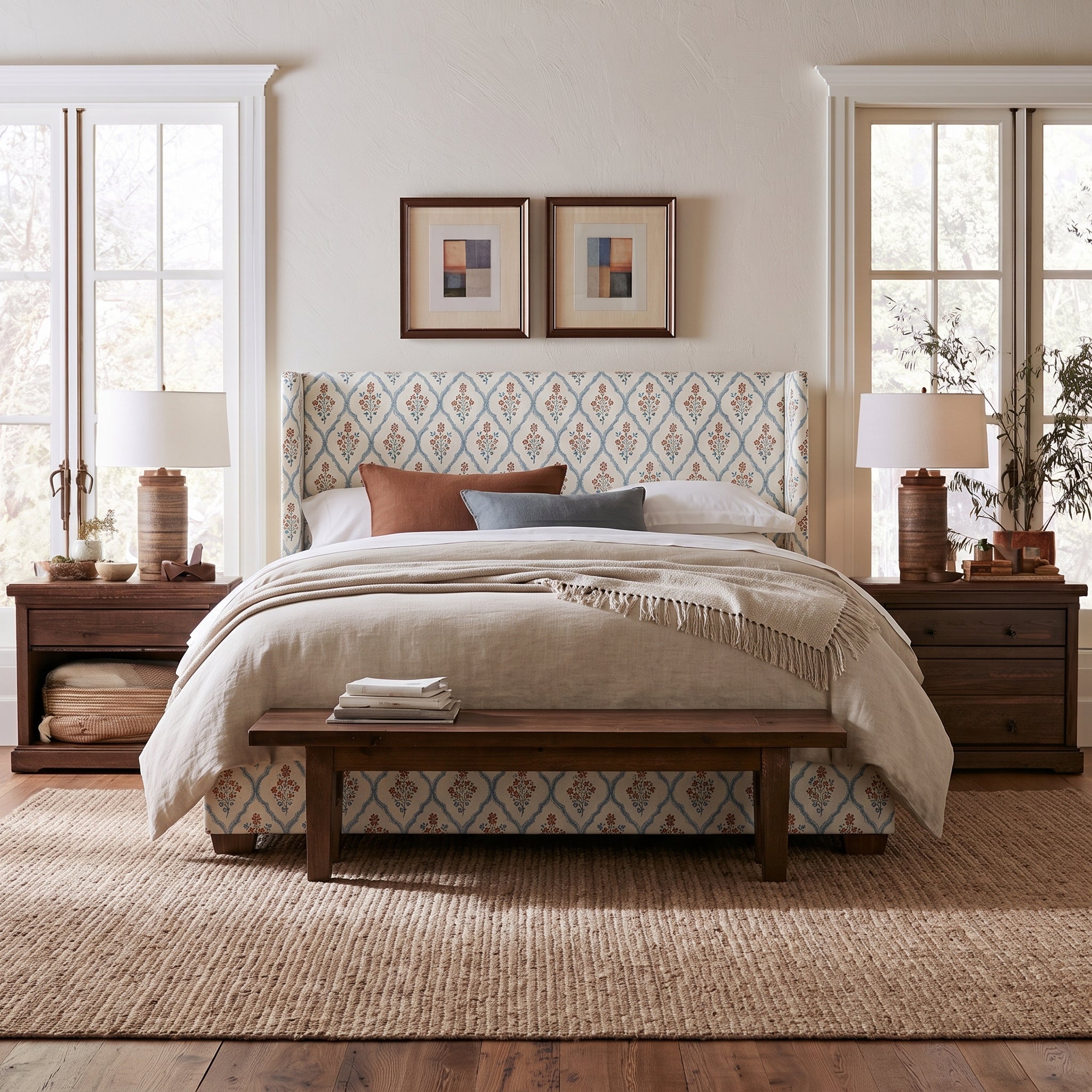 The Selene Bed in Chambray Tiles