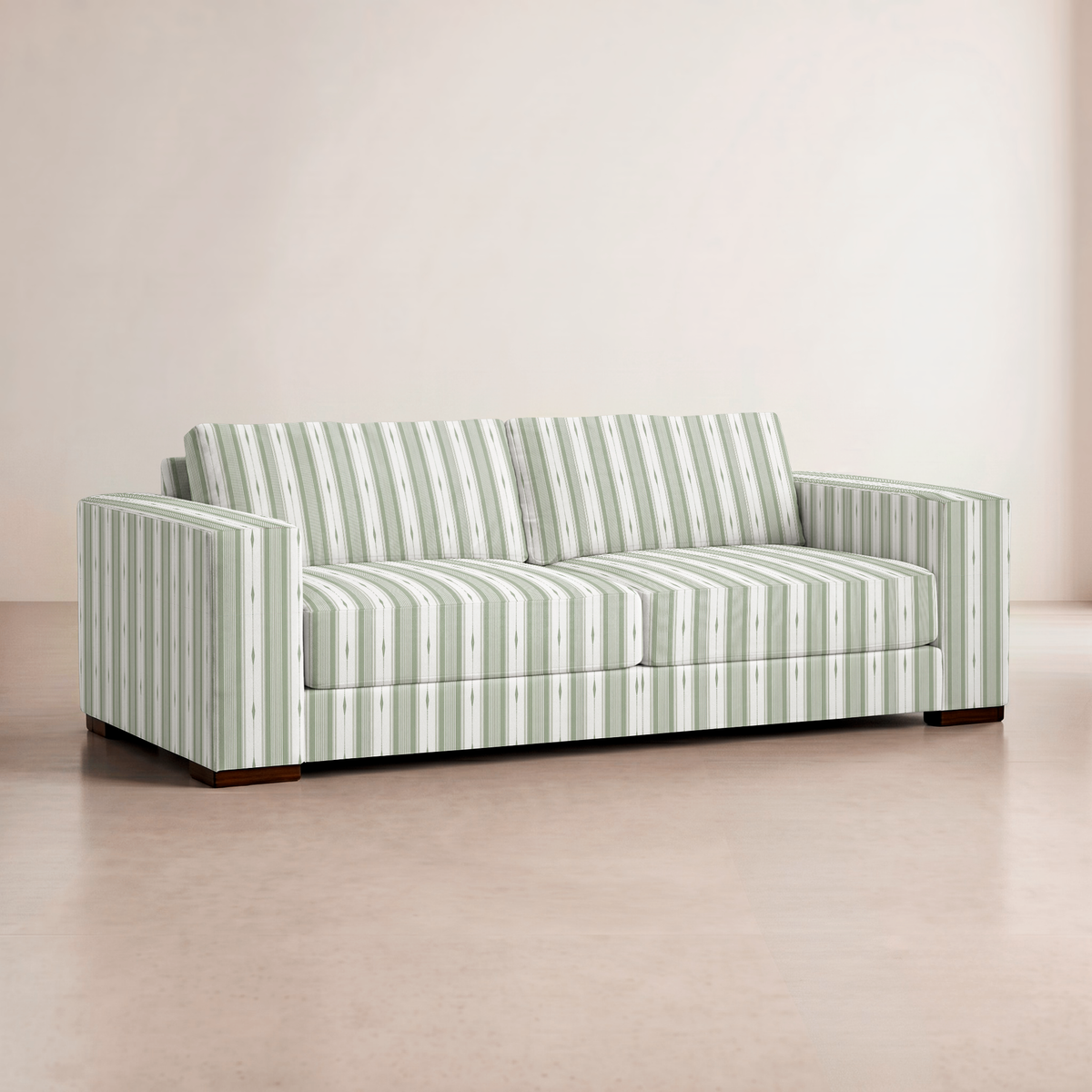 The Christopher Sofa in Blue Dresses Lemongrass Stripes