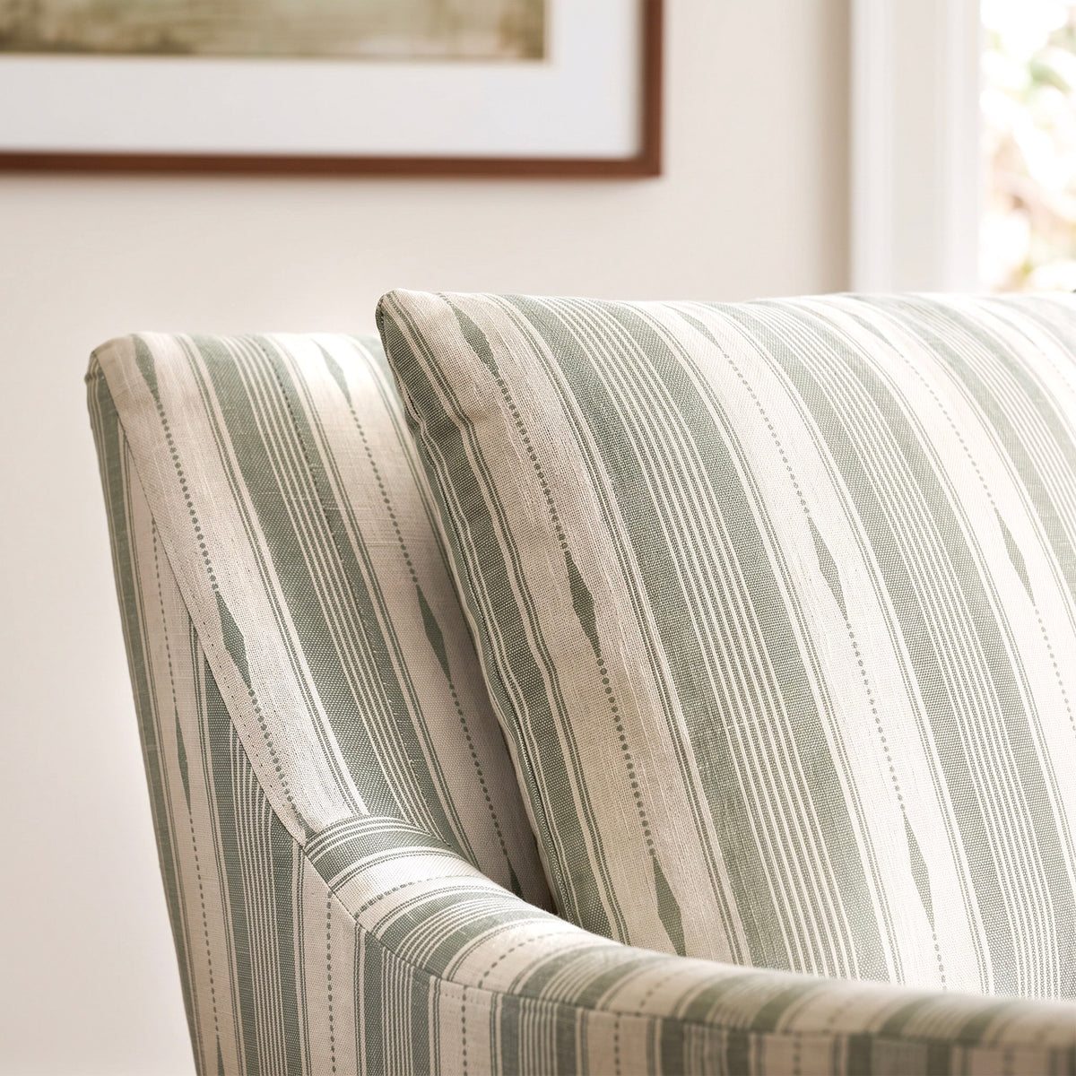 The Eleanor Chair in Blue Dresses Lemongrass Stripes