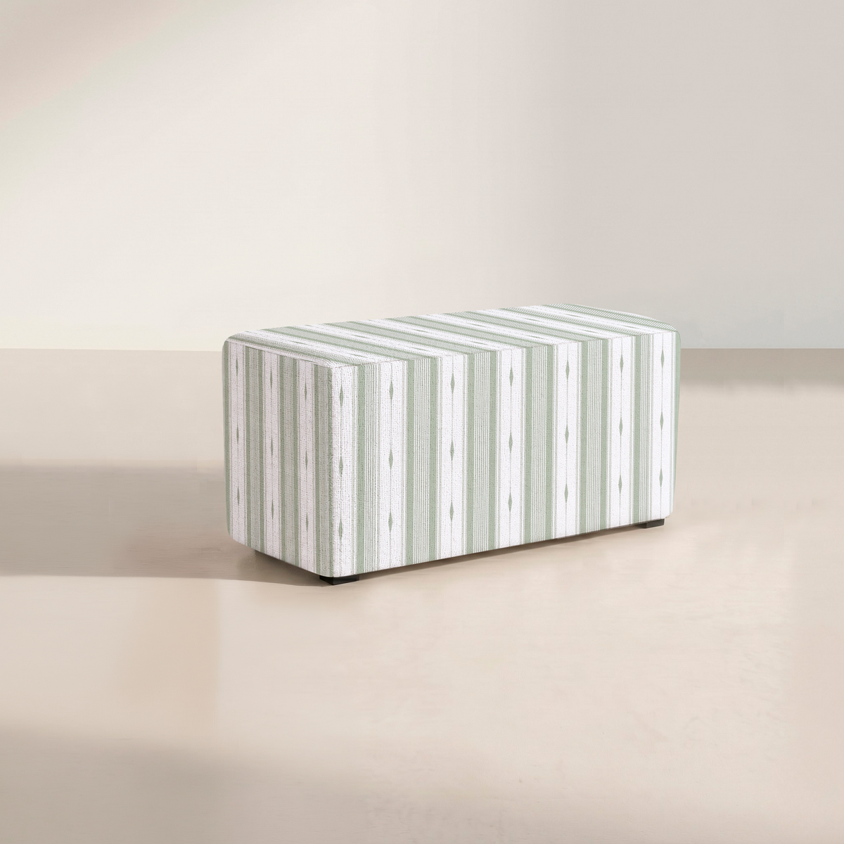 The Josephine Ottoman in Blue Dresses Lemongrass Stripes
