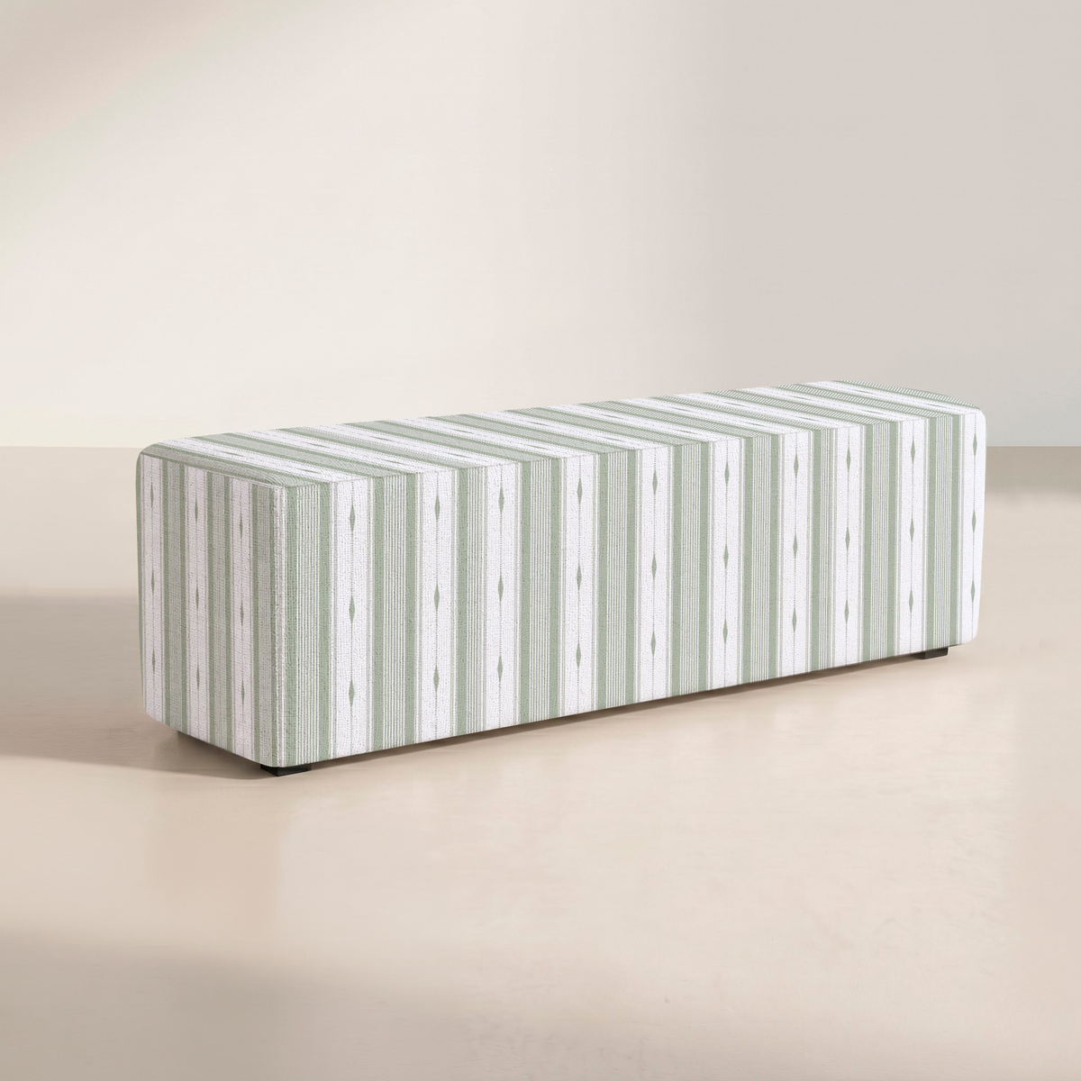 The Josephine Ottoman in Blue Dresses Lemongrass Stripes