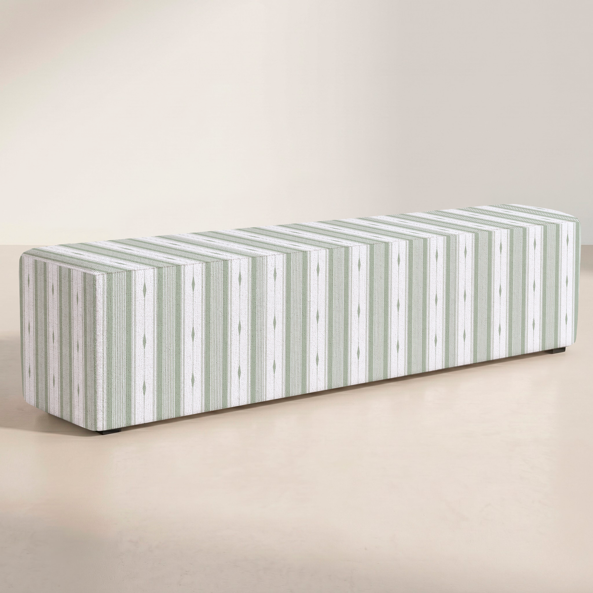 The Josephine Ottoman in Blue Dresses Lemongrass Stripes