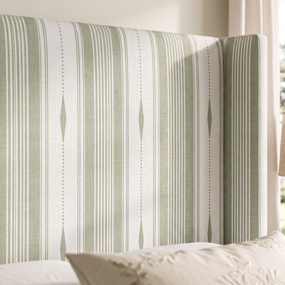 The Selene Bed in Blue Dresses Lemongrass Stripes