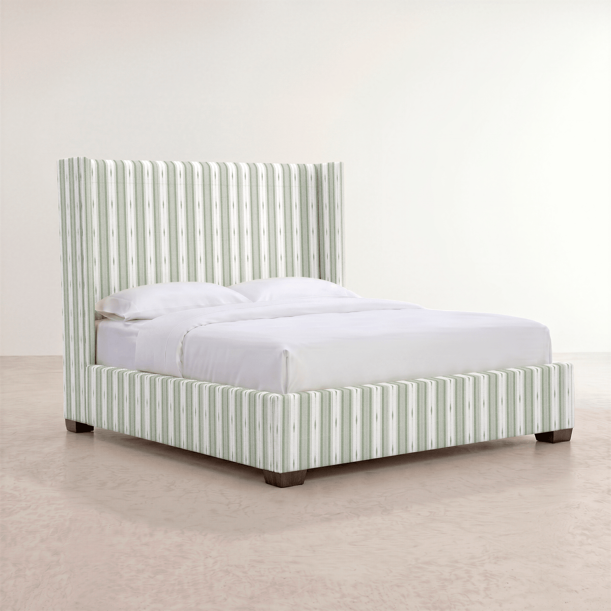 The Selene Bed in Blue Dresses Lemongrass Stripes - Lemon Park