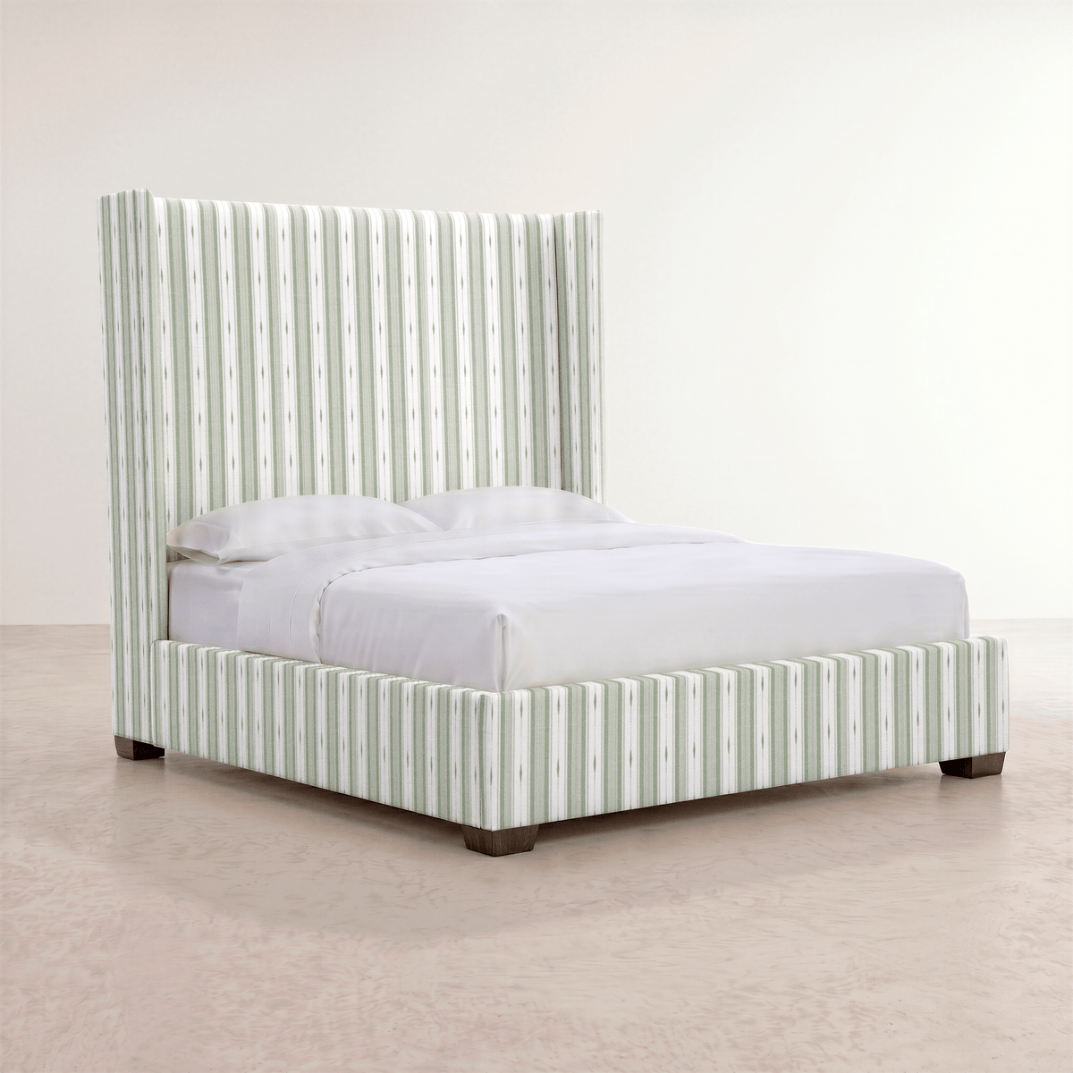 The Selene Bed in Blue Dresses Lemongrass Stripes - Lemon Park