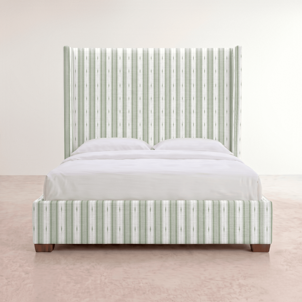 The Selene Bed in Blue Dresses Lemongrass Stripes - Lemon Park