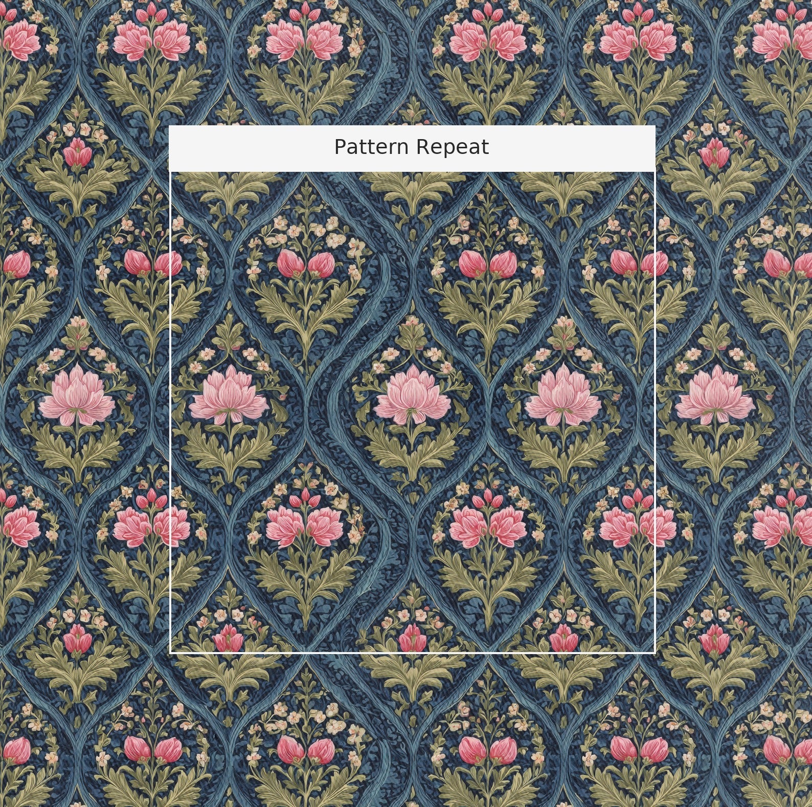 Prairie Poppy Fabric by the Yard — pattern repeat
