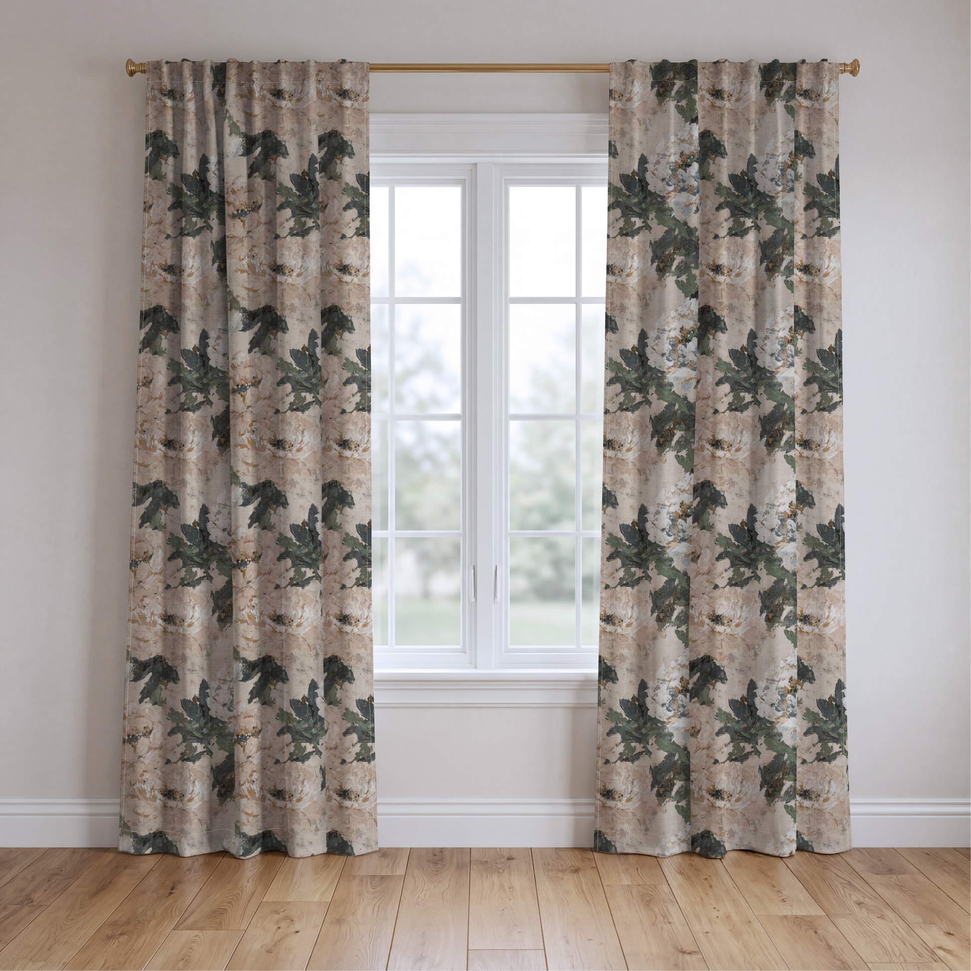 Soft Peony - Drapery — two panels