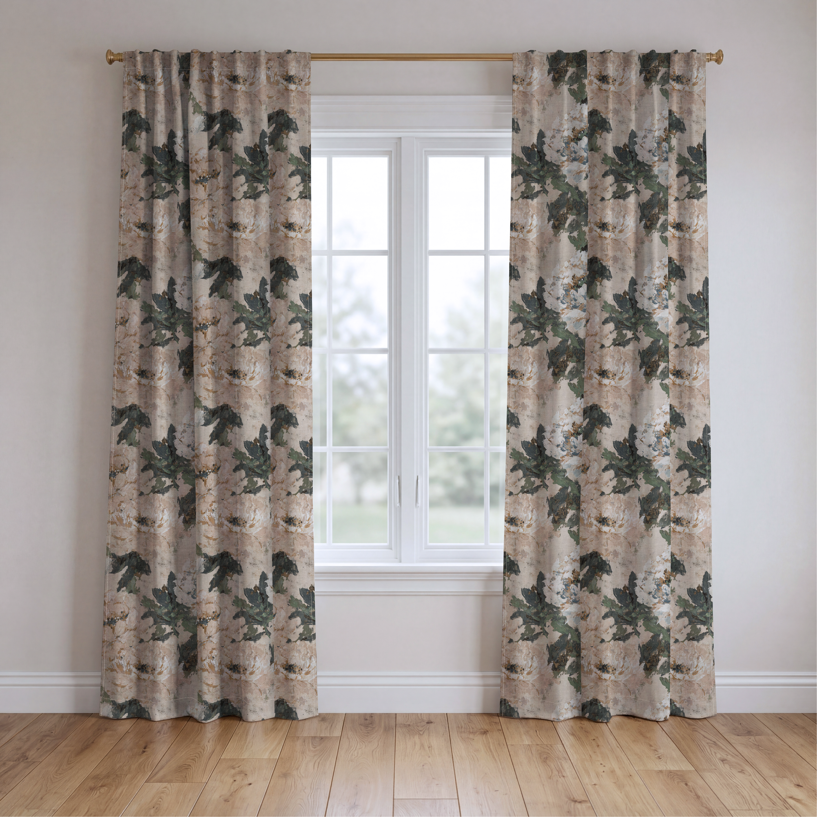 Soft Peony - Drapery — two panels